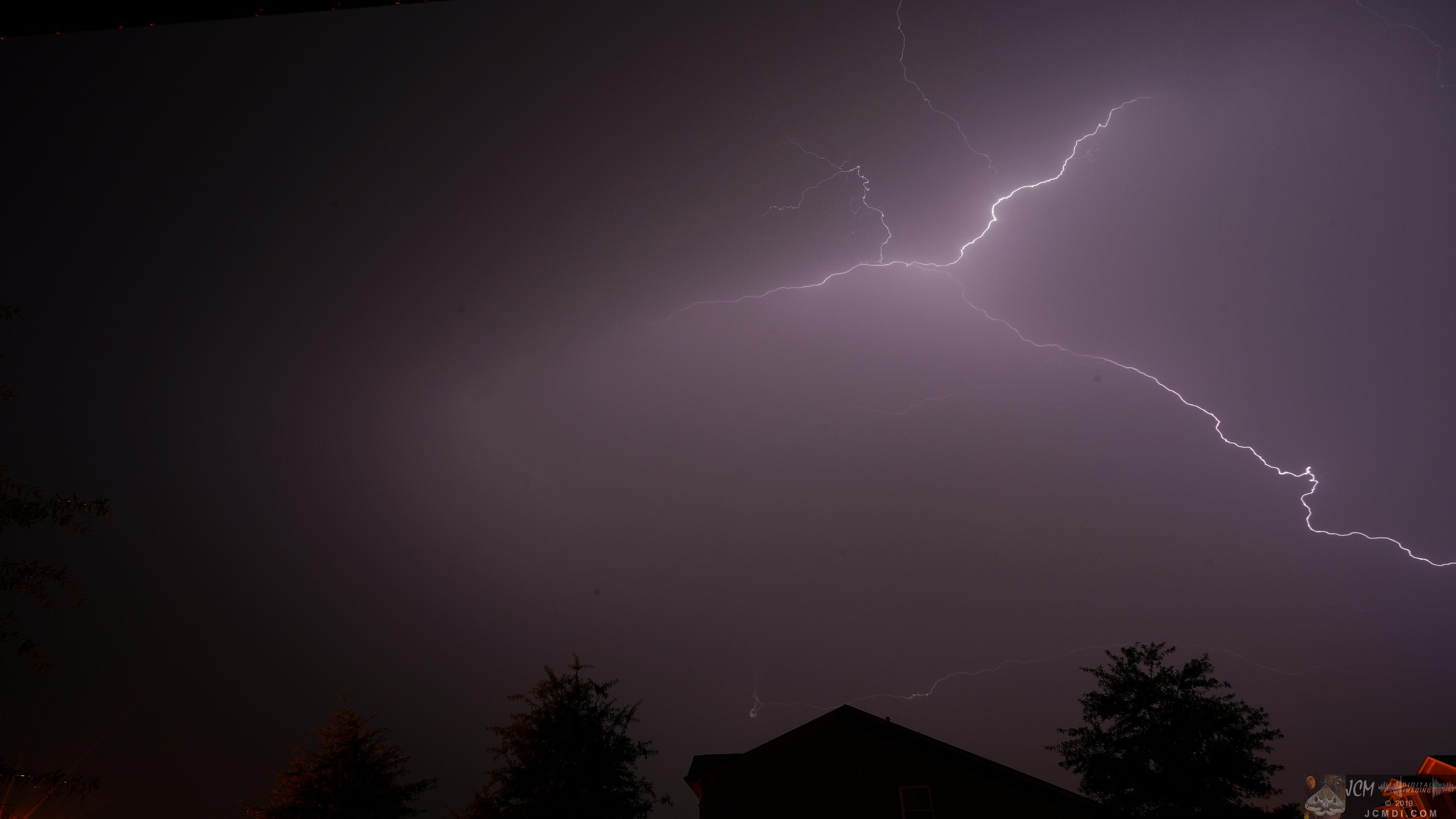 Severe thunderstorm lightning bolt lights up the sky in Tennessee
